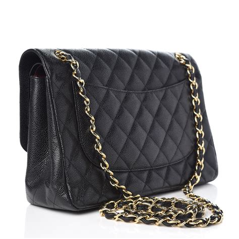 chanel jumbo caviar black|CHANEL Caviar Quilted Jumbo Double Flap Black.